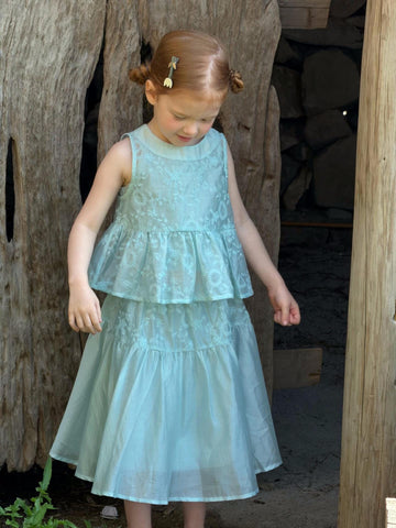Tiered Lace Dress 刺繍 ノースリーブワンピース【mh0013047】 Lake Blue / 90cm Jianzidan ノースリーブワンピース