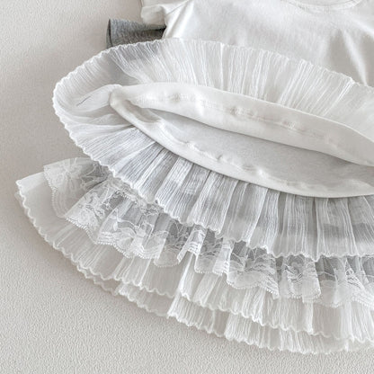 Tiered Lace Hem Ribbed T-shirt 裾フリルレース 半袖Tシャツ【mh0012702】 angou 半袖Tシャツ