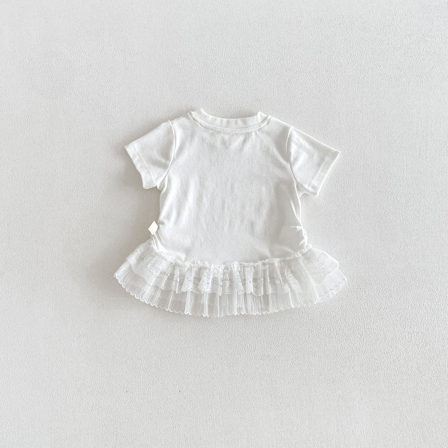 Tiered Lace Hem Ribbed T-shirt 裾フリルレース 半袖Tシャツ【mh0012702】 angou 半袖Tシャツ