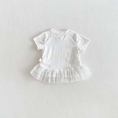 Tiered Lace Hem Ribbed T-shirt 裾フリルレース 半袖Tシャツ【mh0012702】 angou 半袖Tシャツ
