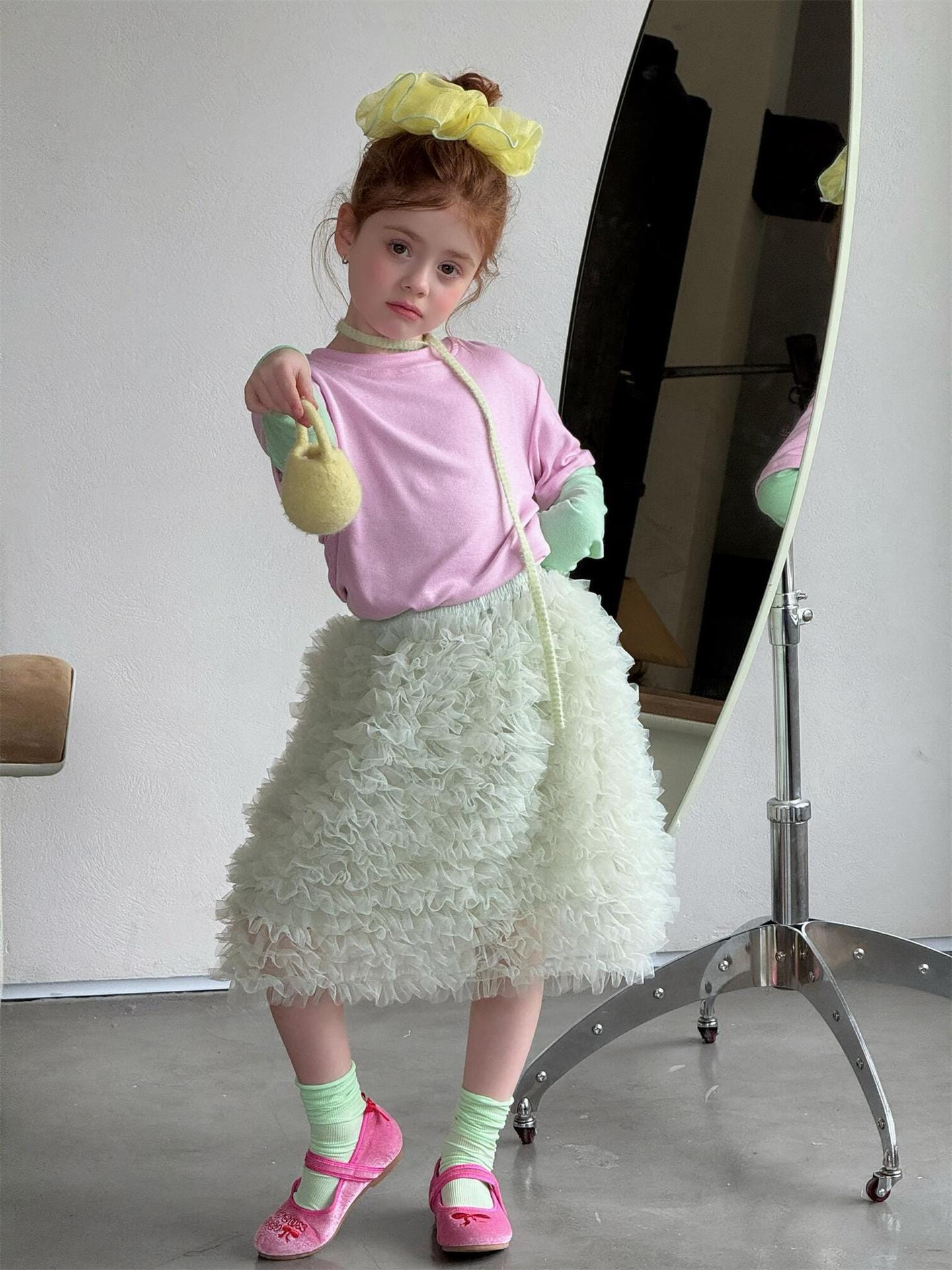 Tiered Mesh Tutu Skirt チュチュ 膝丈スカート【mh0012871】 Jianzidan スカート
