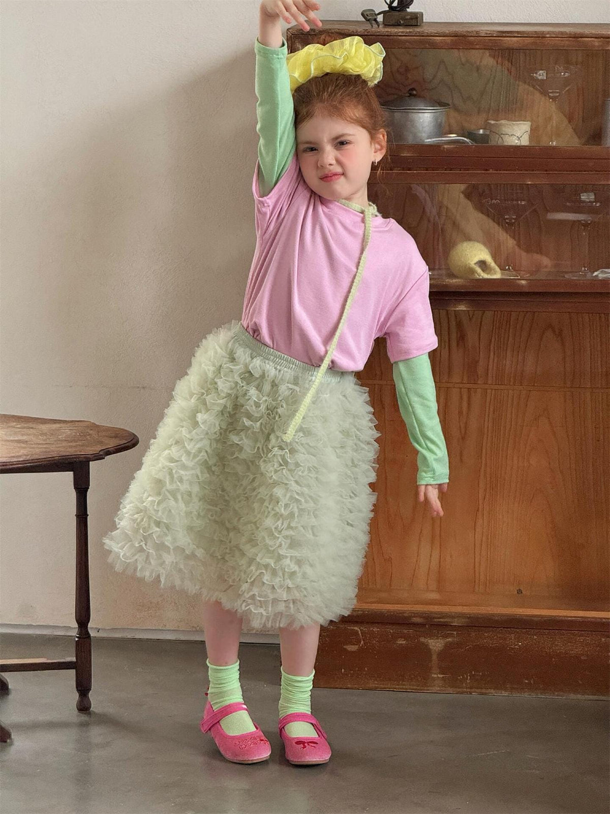 Tiered Mesh Tutu Skirt チュチュ 膝丈スカート【mh0012871】 Jianzidan スカート
