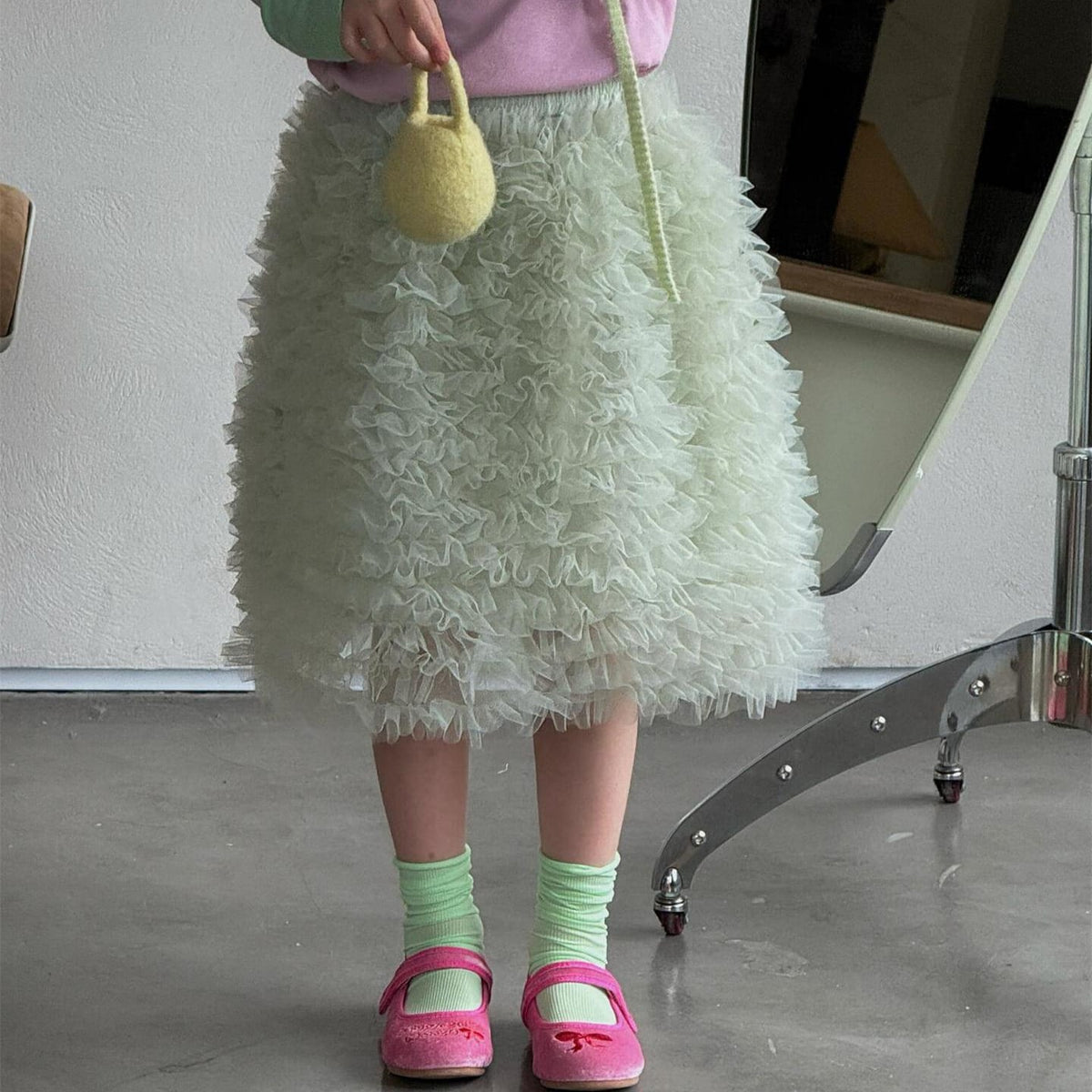 Tiered Mesh Tutu Skirt チュチュ 膝丈スカート【mh0012871】 Light Green / 90cm Jianzidan スカート