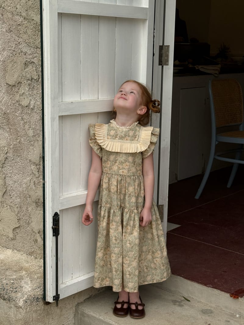 Tiered Pleated Ruffle Floral Dress 花柄 コットン フレンチスリーブワンピース【mh0012808】 Chengle 半袖ワンピース