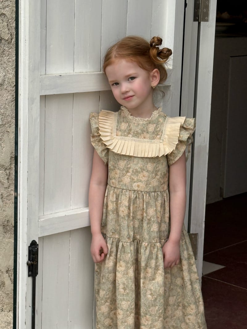 Tiered Pleated Ruffle Floral Dress 花柄 コットン フレンチスリーブワンピース【mh0012808】 Chengle 半袖ワンピース