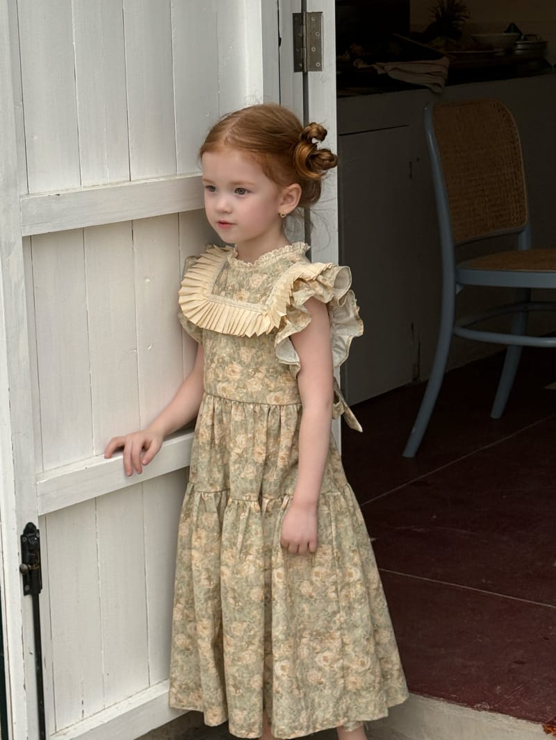 Tiered Pleated Ruffle Floral Dress 花柄 コットン フレンチスリーブワンピース【mh0012808】 Chengle 半袖ワンピース