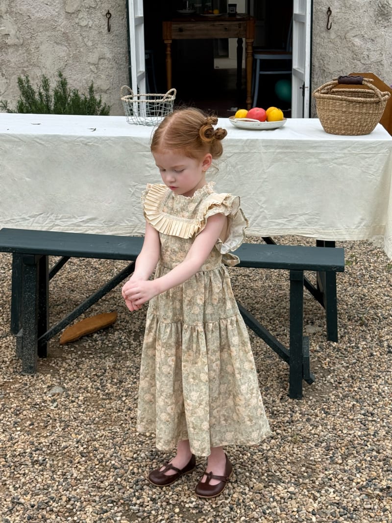 Tiered Pleated Ruffle Floral Dress 花柄 コットン フレンチスリーブワンピース【mh0012808】 Chengle 半袖ワンピース