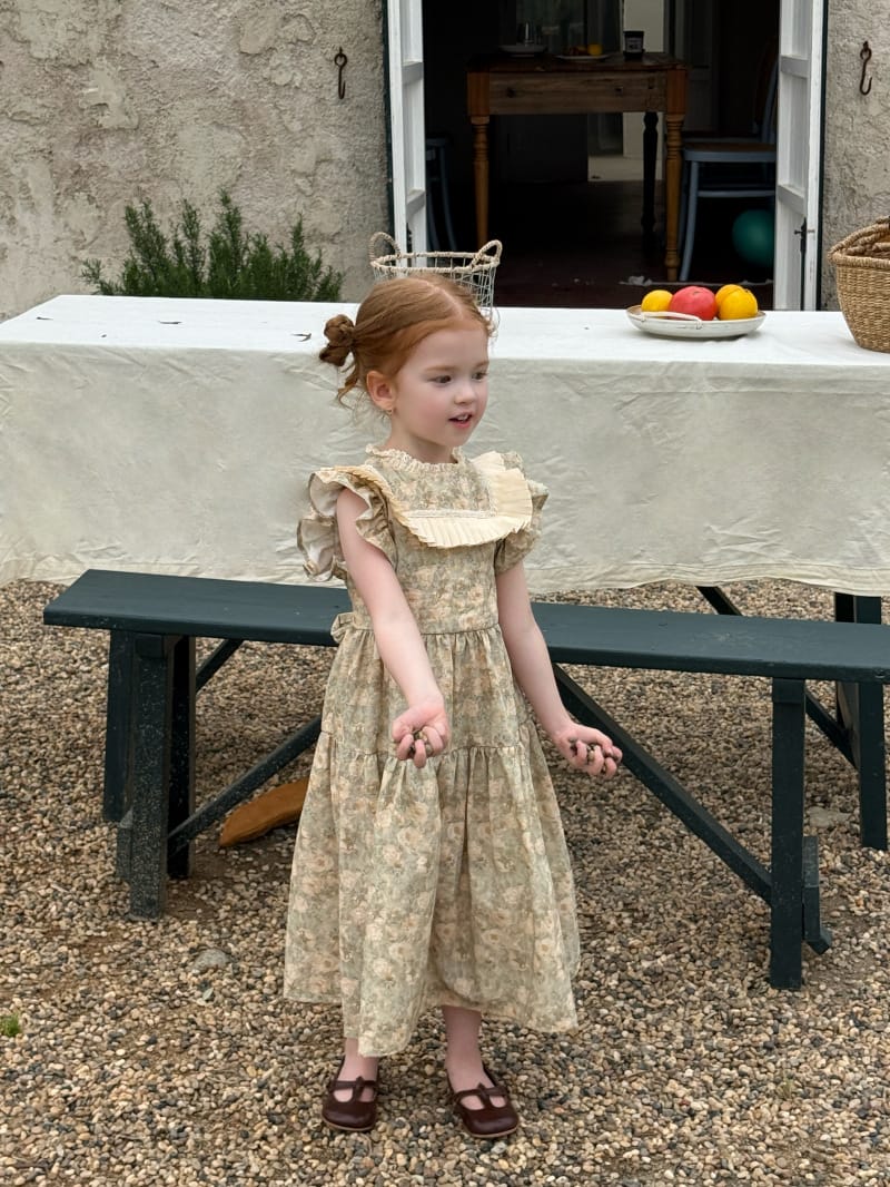 Tiered Pleated Ruffle Floral Dress 花柄 コットン フレンチスリーブワンピース【mh0012808】 Chengle 半袖ワンピース