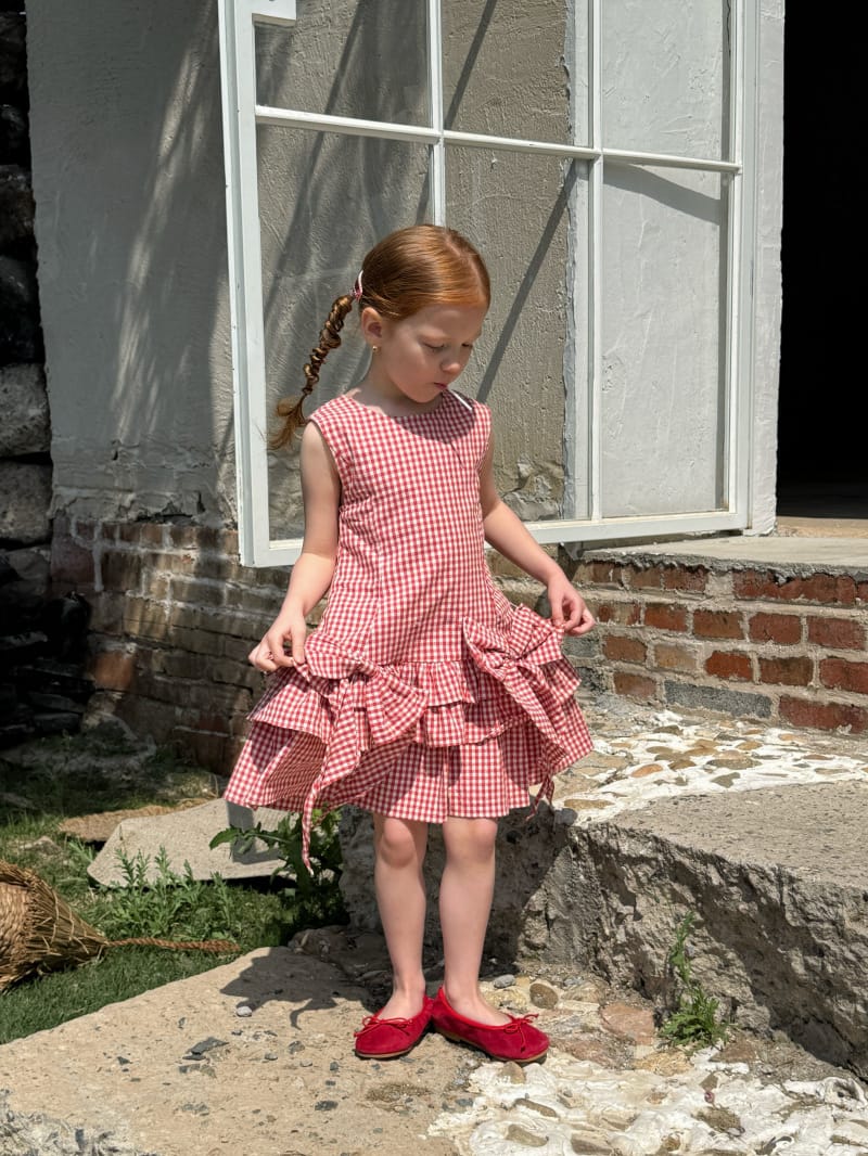 Tiered Ruffle Plaid Sundress ギンガムチェック ノースリーブワンピース【mh0012802】 Chengle ノースリーブワンピース