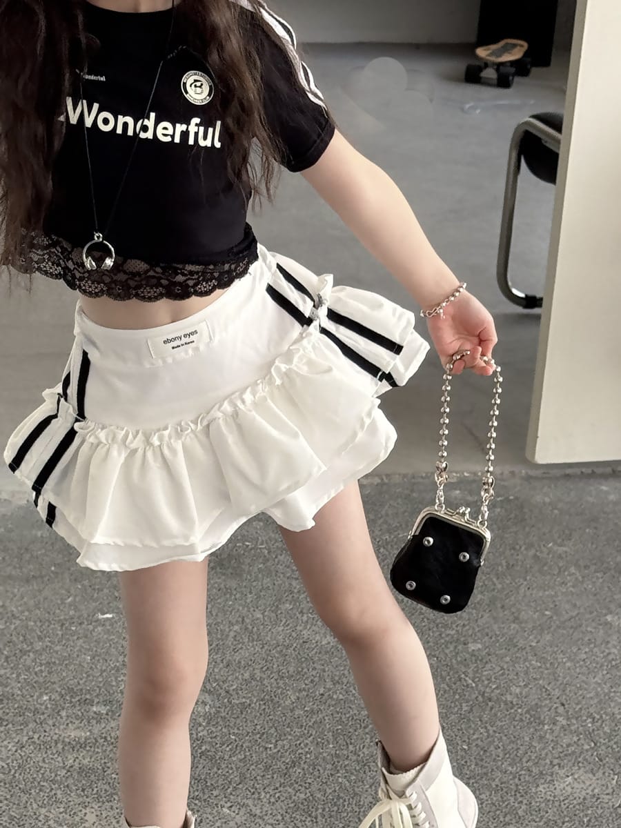 Tiered Sporty Skirt ティアード ミニスカート【mh0013072】 White / 100cm mamahalo kids スカート