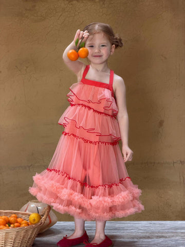 Tiered Tulle Dress ティアード チュールワンピース【mh0013052】 Red / 90cm Jianzidan ノースリーブワンピース