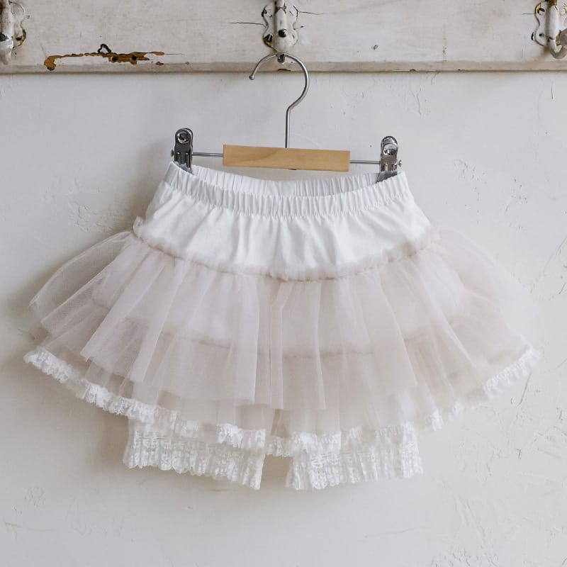 Tiered Tulle Skirt Pants チュール レーススカートパンツ【mh0012989】 Beige White / 90cm Strawberry Coral スカート
