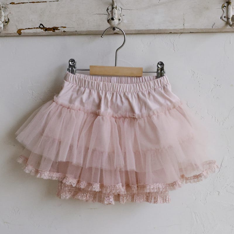 Tiered Tulle Skirt Pants チュール レーススカートパンツ【mh0012989】 Pink / 90cm Strawberry Coral スカート