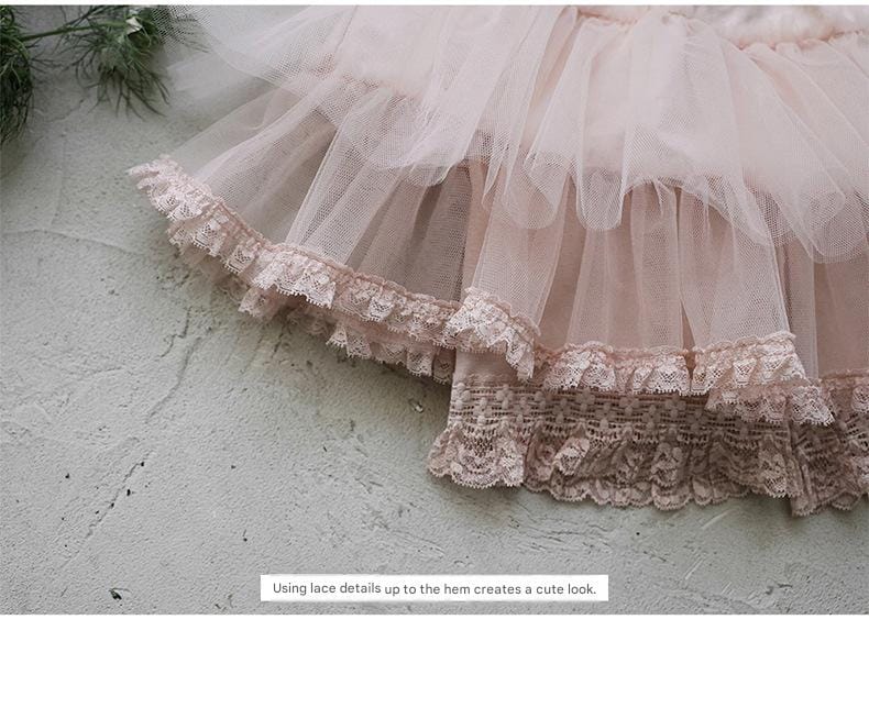 Tiered Tulle Skirt Pants チュール レーススカートパンツ【mh0012989】 Strawberry Coral スカート
