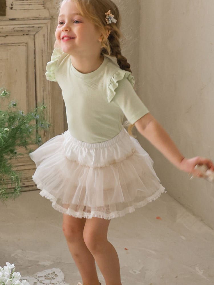 Tiered Tulle Skirt Pants チュール レーススカートパンツ【mh0012989】 Strawberry Coral スカート
