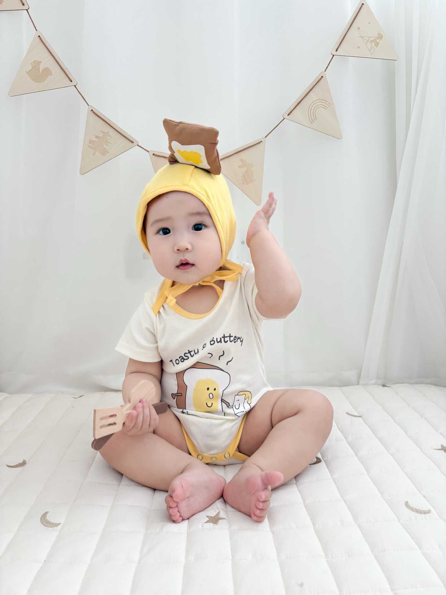 Toasty Bread Removable Hood Jumpsuit トースト 半袖ロンパース コスチューム【mh0013363】 TOMMY'S GIFTS 半袖ロンパース