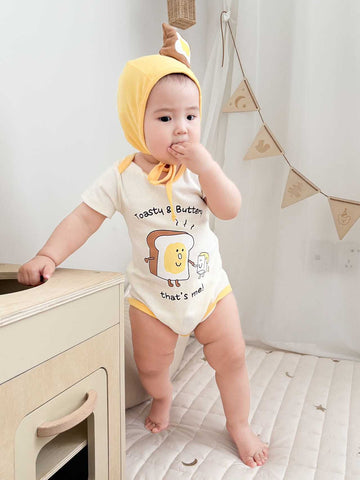 Toasty Bread Removable Hood Jumpsuit トースト 半袖ロンパース コスチューム【mh0013363】 TOMMY'S GIFTS 半袖ロンパース