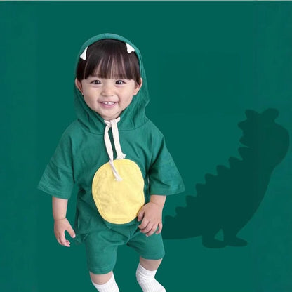 半袖セットアップ ベビーキッズセットアップ 2点セット 恐竜ダイナソーコスチュームフーディ半袖トップス+ショートパンツ【mh0009089】