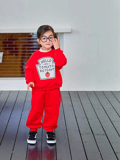 長袖 ケチャップ/マスタードロゴスウェット上下セットアップ 2点セット【mh0011173】