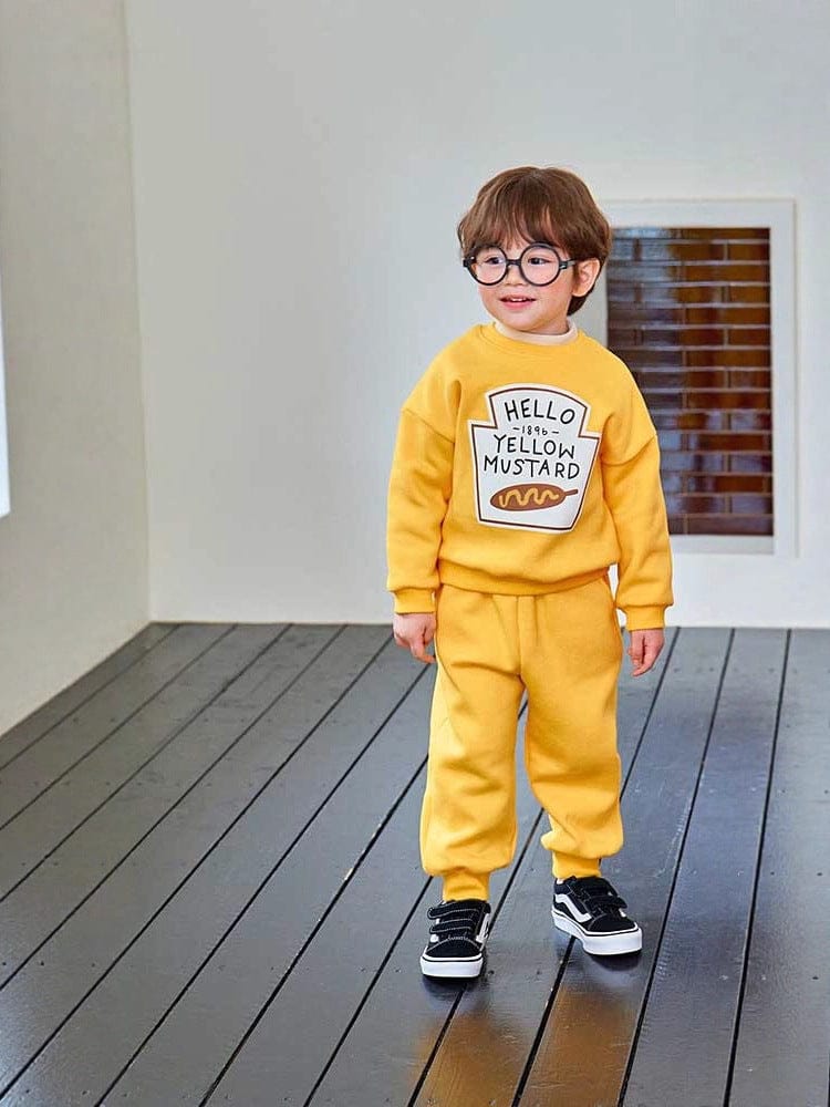 長袖 ケチャップ/マスタードロゴスウェット上下セットアップ 2点セット【mh0011173】
