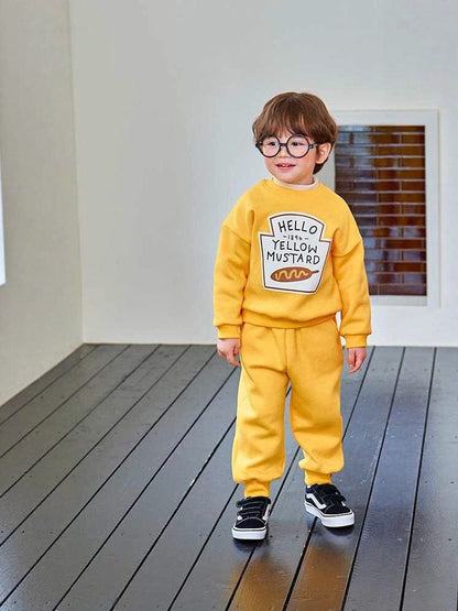 長袖 ケチャップ/マスタードロゴスウェット上下セットアップ 2点セット【mh0011173】