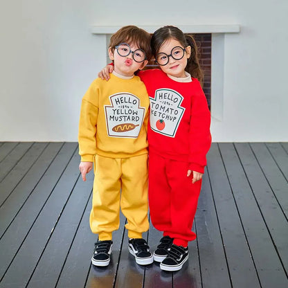 長袖 ケチャップ/マスタードロゴスウェット上下セットアップ 2点セット【mh0011173】