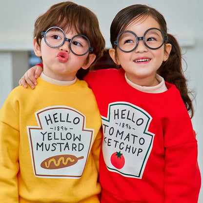 長袖 ケチャップ/マスタードロゴスウェット上下セットアップ 2点セット【mh0011173】