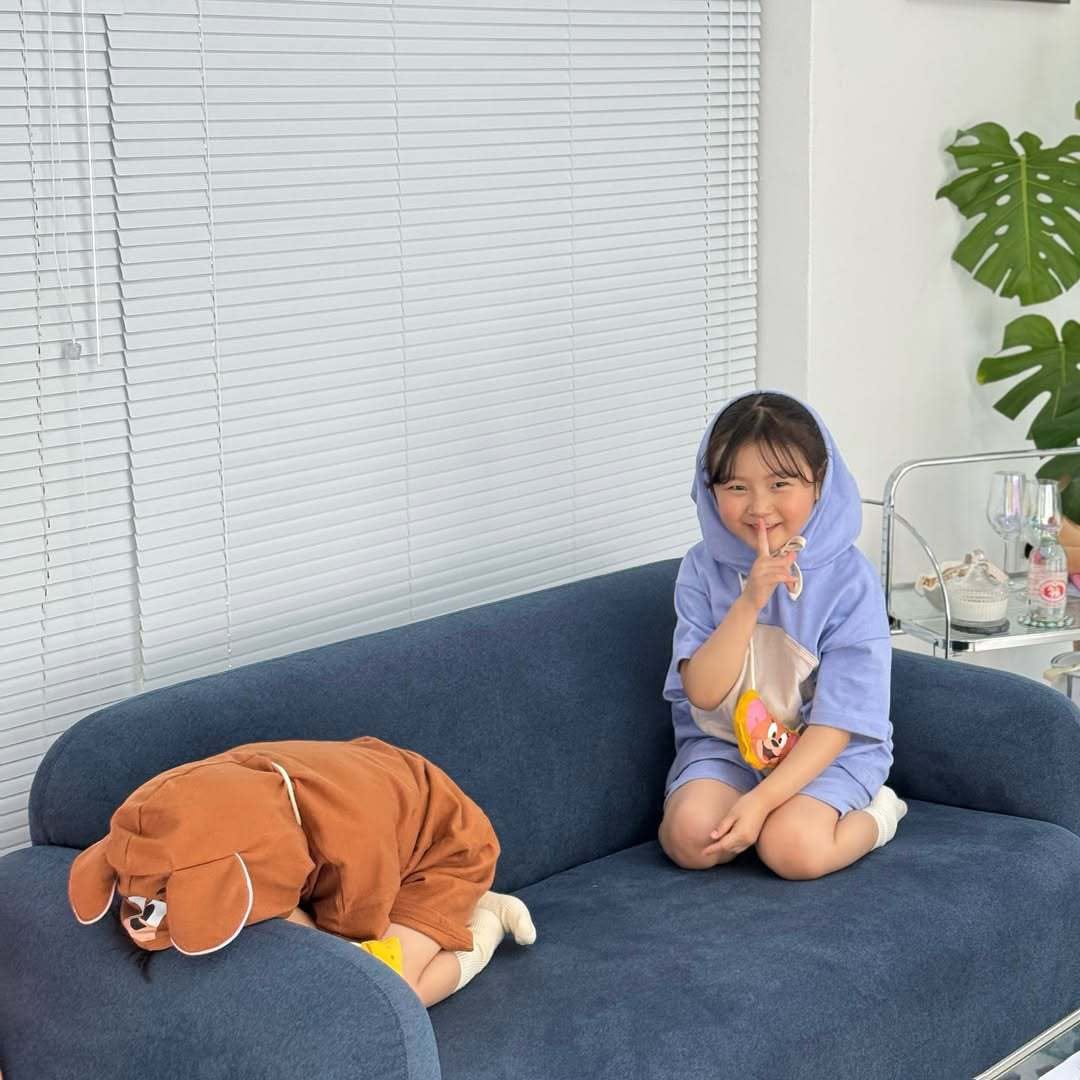 半袖セットアップ ベビーキッズセットアップ 3点セット ねこネズミフーディ半袖トップス+ショートパンツ+ポシェット トムとジェリーコスチューム【mh0009086】