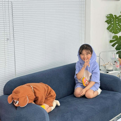 半袖セットアップ ベビーキッズセットアップ 3点セット ねこネズミフーディ半袖トップス+ショートパンツ+ポシェット トムとジェリーコスチューム【mh0009086】