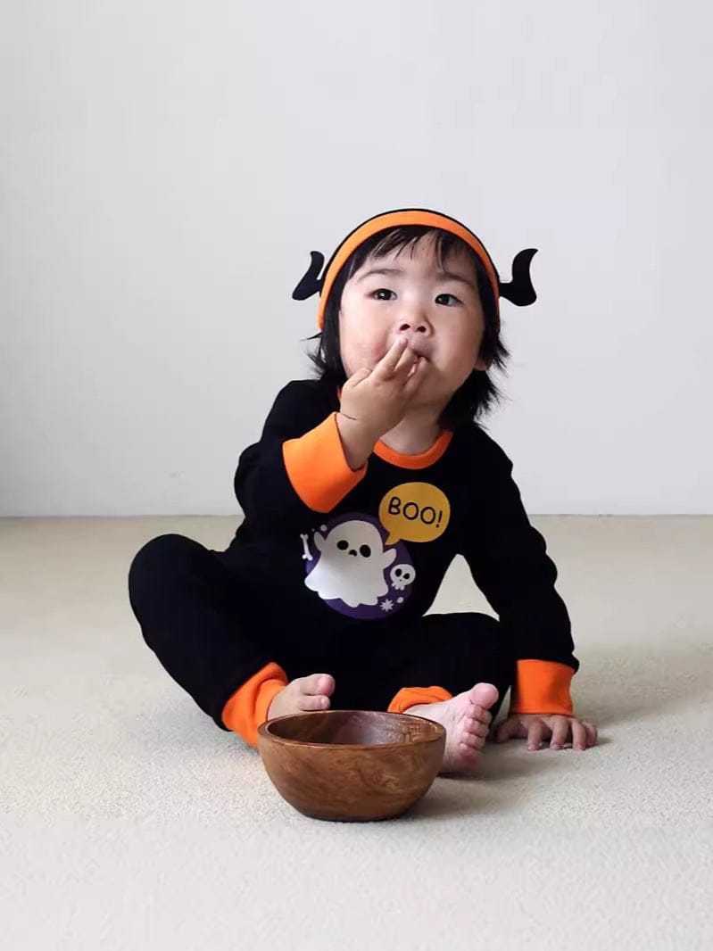 長袖セットアップ ハロウィンコスチューム おばけ長袖セットアップ 3点セット【mh0010555】