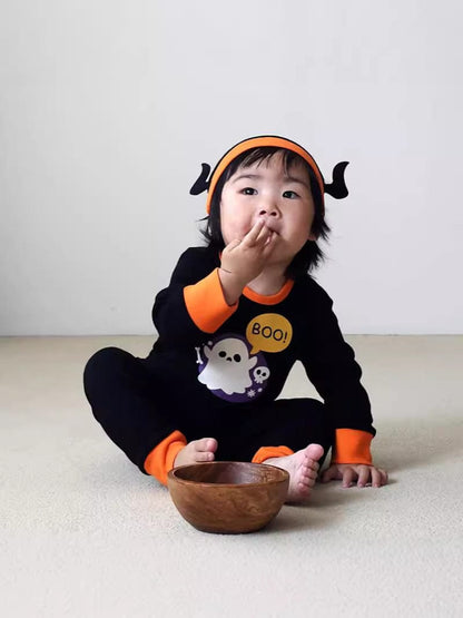 長袖セットアップ ハロウィンコスチューム おばけ長袖セットアップ 3点セット【mh0010555】