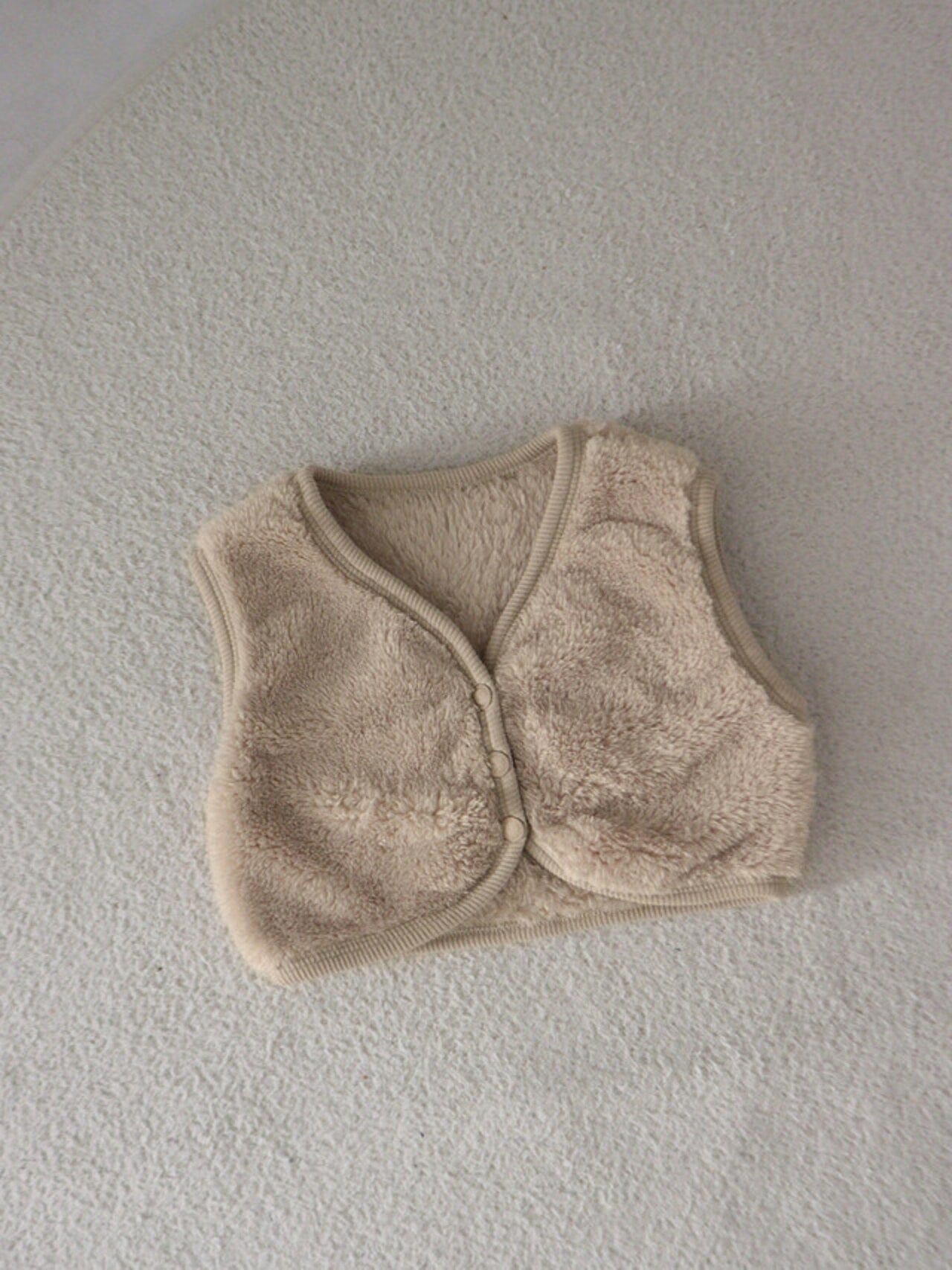 ベスト Apricot / 73cm バイピングシンプルフリース前あきベスト【mh0011200】