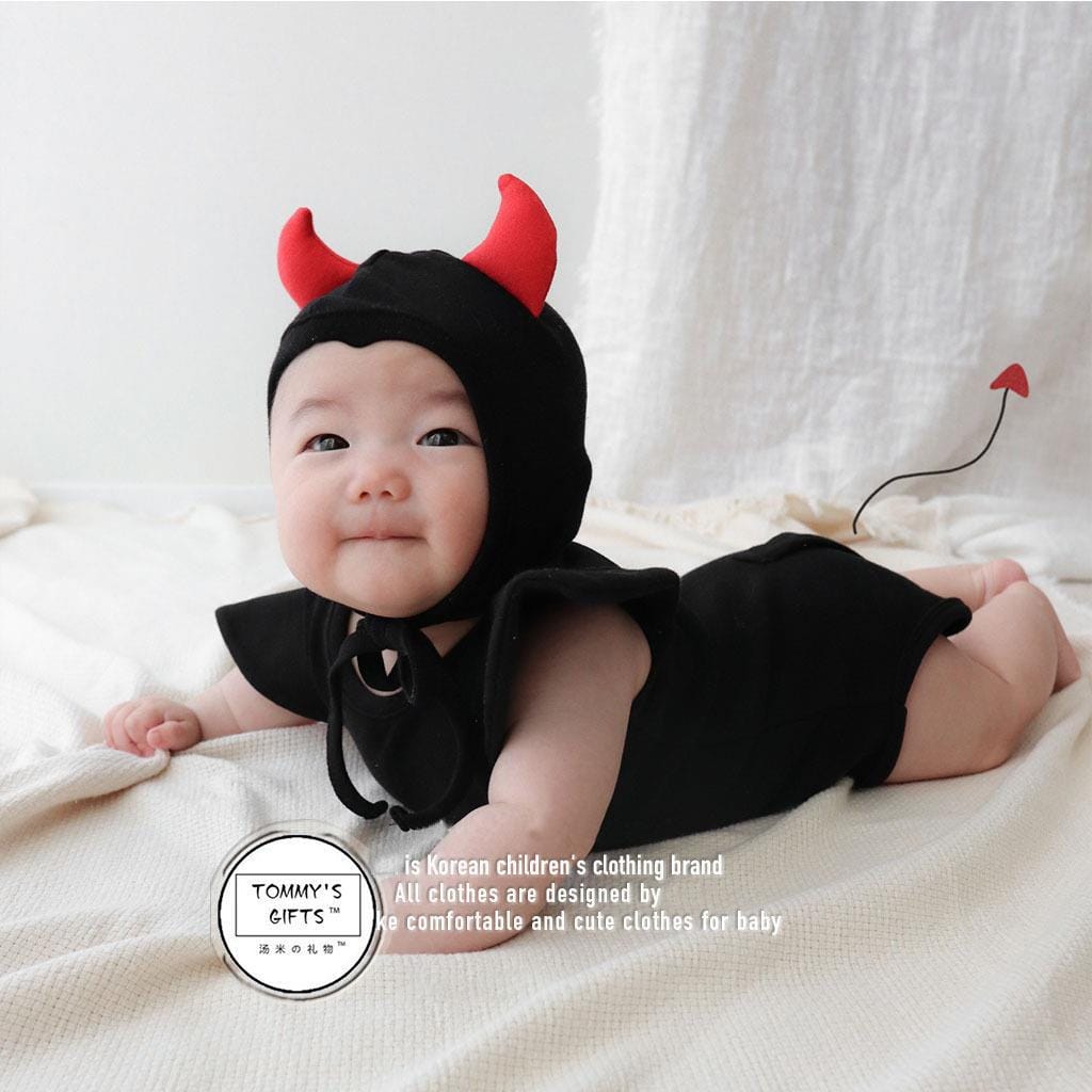 ロンパースセットアップ Black / 66cm ハロウィンコスチューム デビルロンパース+帽子セット【mh0010547】