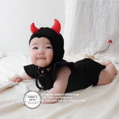 ロンパースセットアップ Black / 66cm ハロウィンコスチューム デビルロンパース+帽子セット【mh0010547】