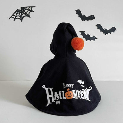 ショートコート・ジャケット・ジャンパー Black / S（73cm-80cm） ハロウィンコスチューム パンプキンかぼちゃ/おばけフーディケープ【mh0010546】