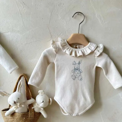 長袖ロンパース Bodysuit / 66cm ラッフルフリル襟ロンパース/長袖Tシャツ【mh0011172】