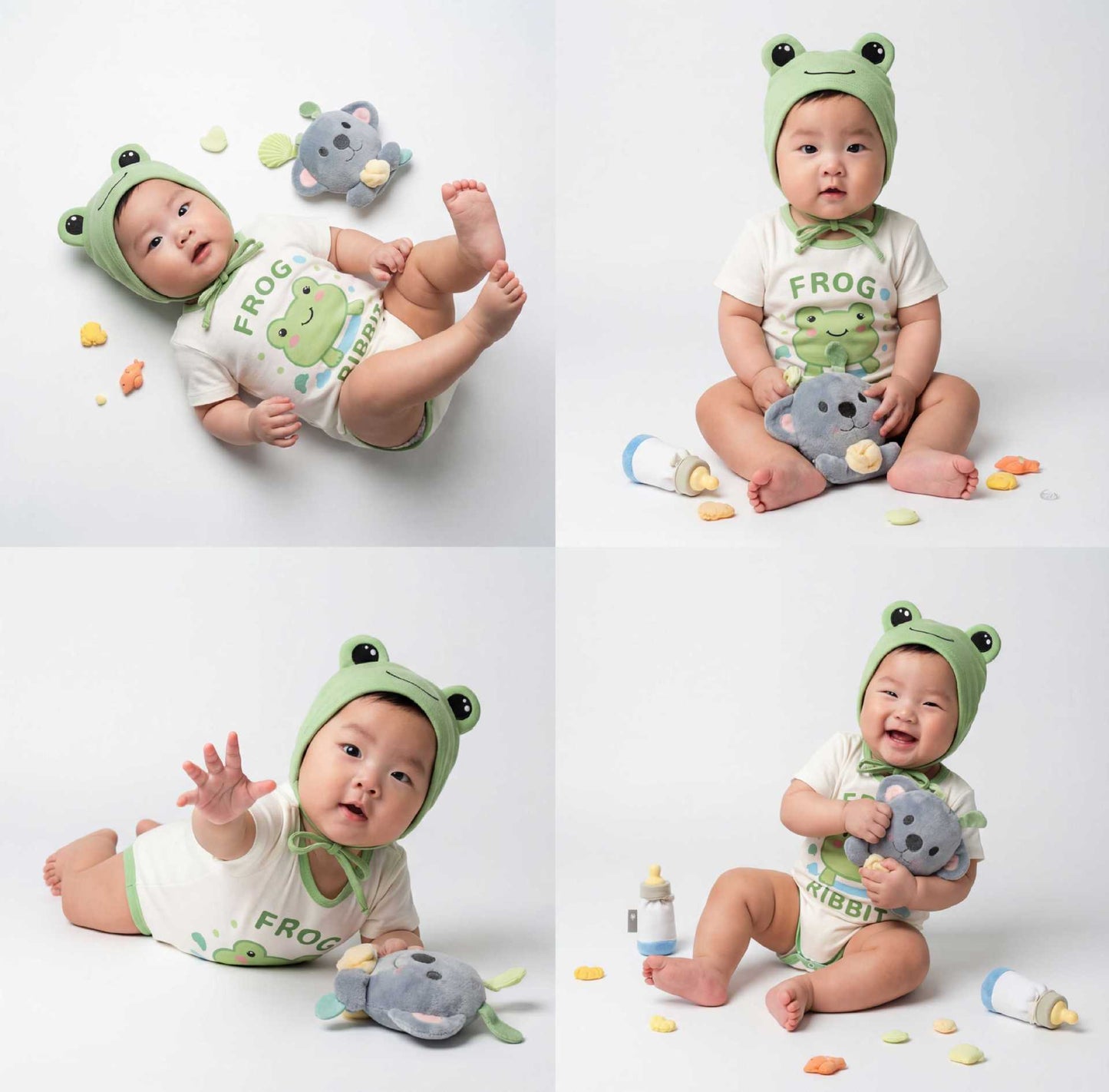 半袖ロンパース Frog Shape Short Sleeve Jumpsuit カエルデザイン 半袖 ロンパース【mh0012231】