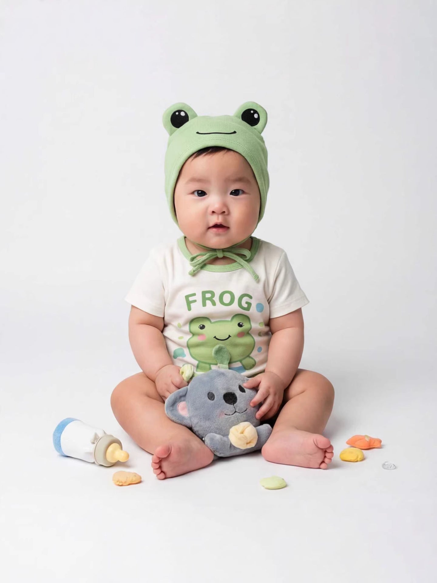 半袖ロンパース Frog Shape Short Sleeve Jumpsuit カエルデザイン 半袖 ロンパース【mh0012231】