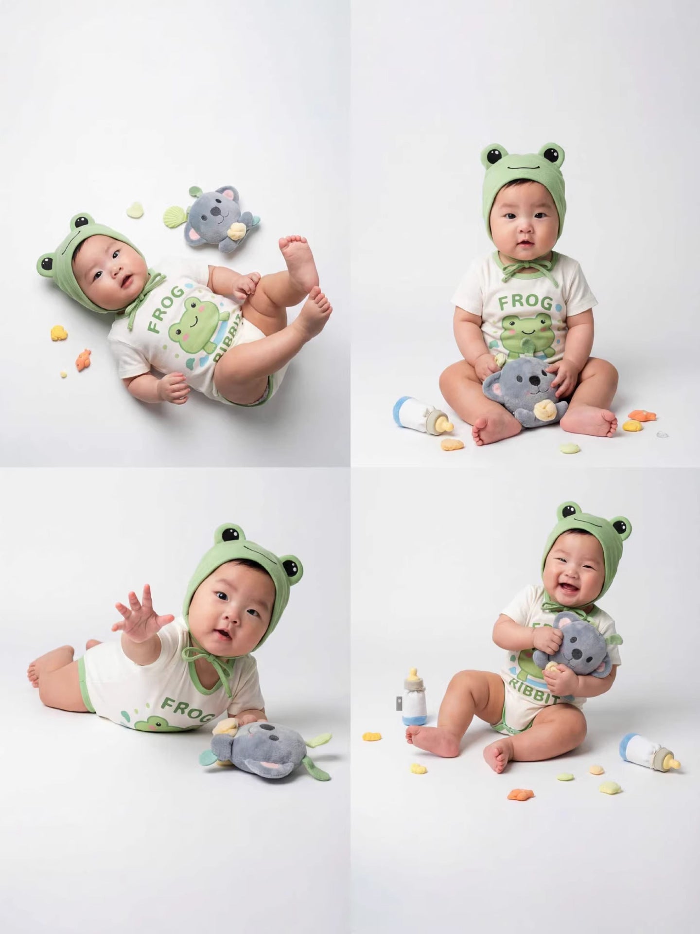 半袖ロンパース Frog Shape Short Sleeve Jumpsuit カエルデザイン 半袖 ロンパース【mh0012231】