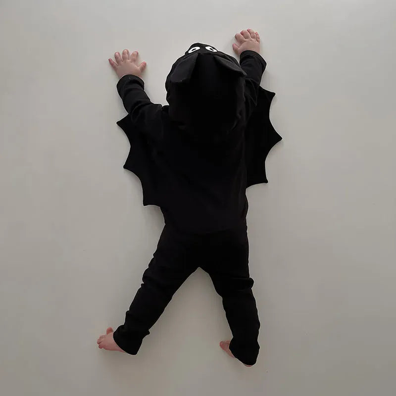 長袖セットアップ ベビーコスチューム バットスーツ コウモリ ハロウィンコスチューム シャツ+パンツ+帽子 Halloween 👻【mh0006500】