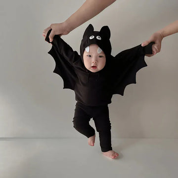 長袖セットアップ ベビーコスチューム バットスーツ コウモリ ハロウィンコスチューム シャツ+パンツ+帽子 Halloween 👻【mh0006500】