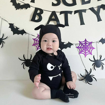 長袖ロンパース ベビーロンパース ハロウィンコスチューム帽子セット Halloween 👻【mh0007306】