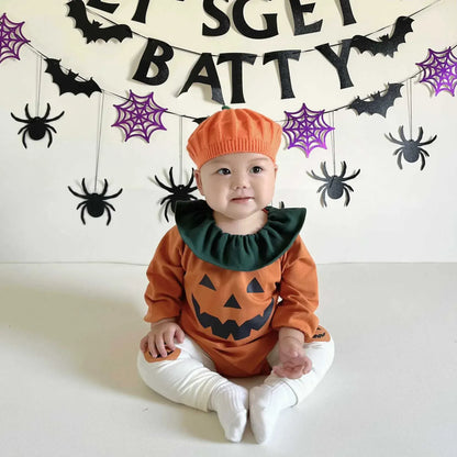長袖ロンパース ベビーロンパースタイツ ハロウィンコスチュームパンプキンボディスーツ/レギンスパンツ Halloween 👻【mh0007307】