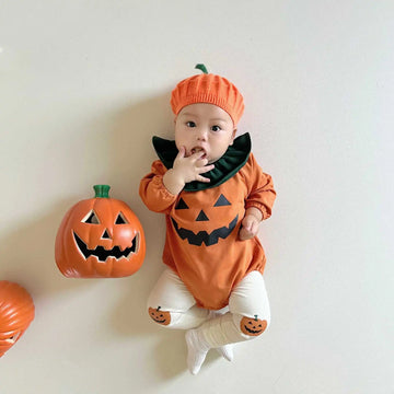 長袖ロンパース ベビーロンパースタイツ ハロウィンコスチュームパンプキンボディスーツ/レギンスパンツ Halloween 👻【mh0007307】