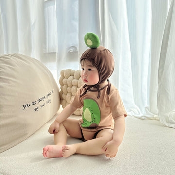 半袖ロンパース Kiwi Print Romper & Hat Set キウイ柄 ロンパース 帽子セット【mh0012119】