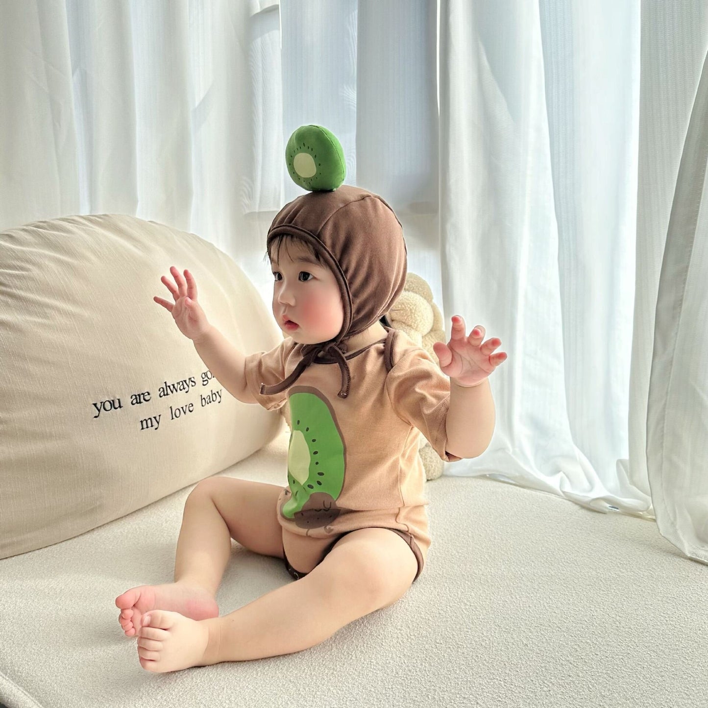 半袖ロンパース Kiwi Print Romper & Hat Set キウイ柄 ロンパース 帽子セット【mh0012119】