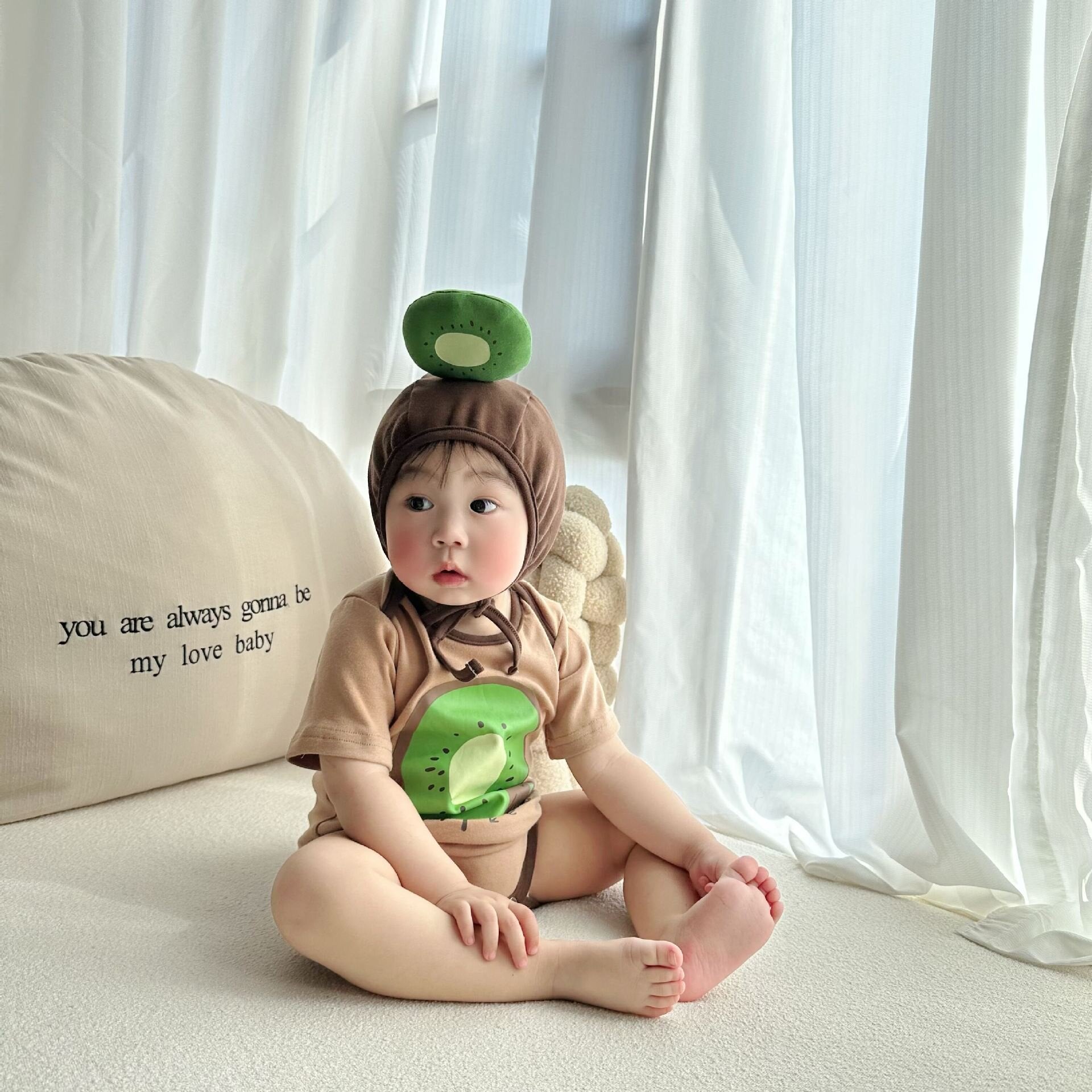 半袖ロンパース Kiwi Print Romper & Hat Set キウイ柄 ロンパース 帽子セット【mh0012119】