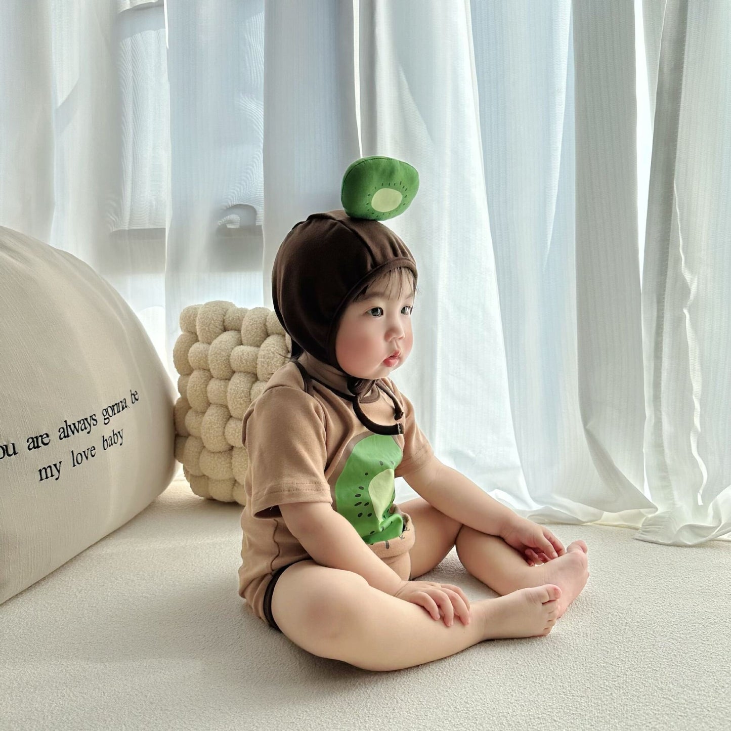 半袖ロンパース Kiwi Print Romper & Hat Set キウイ柄 ロンパース 帽子セット【mh0012119】