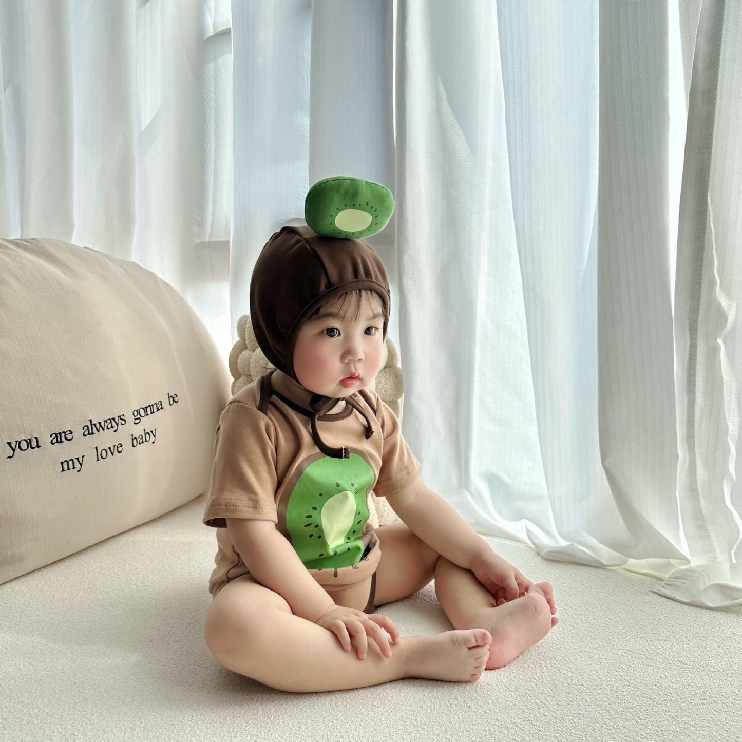 半袖ロンパース Kiwi Print Romper & Hat Set キウイ柄 ロンパース 帽子セット【mh0012119】