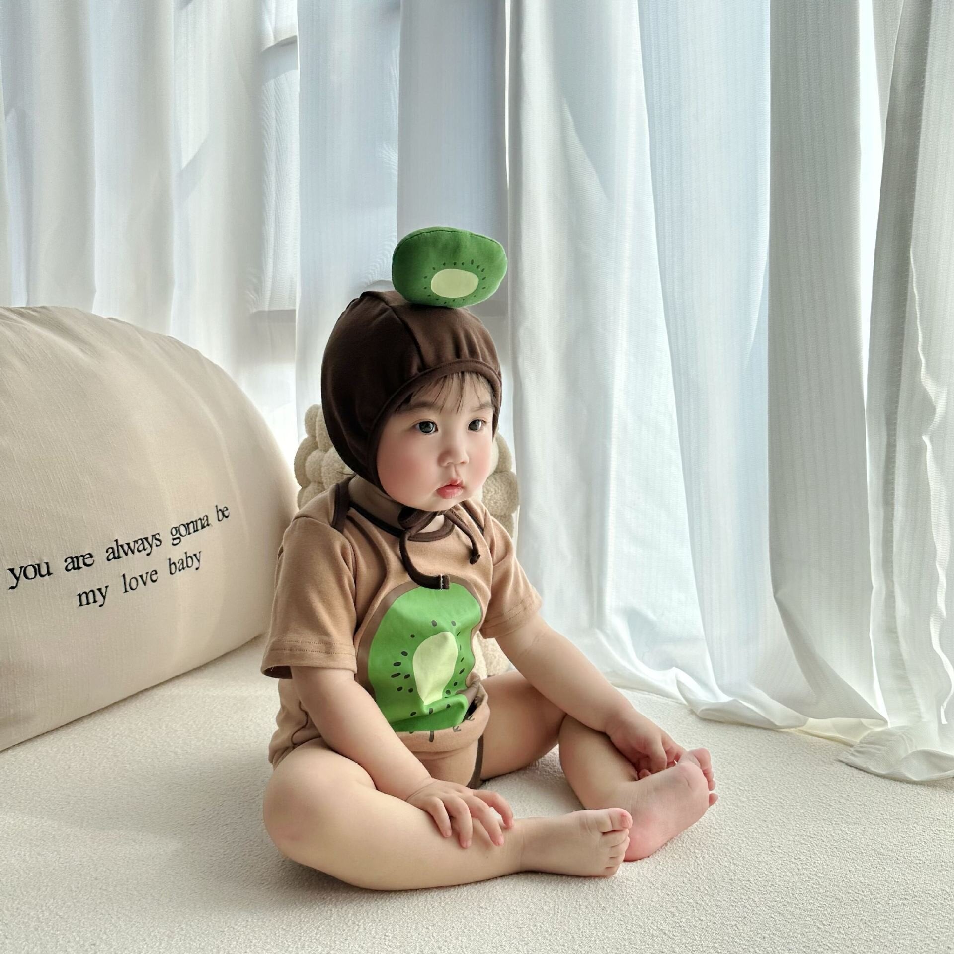 半袖ロンパース Kiwi Print Romper & Hat Set キウイ柄 ロンパース 帽子セット【mh0012119】